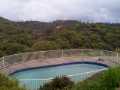 View from patio overlooking pool
